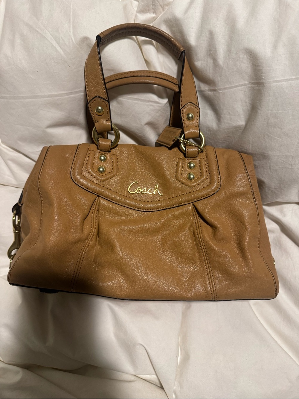 Coach Caramel Leather Satchel with Gold Hardware
